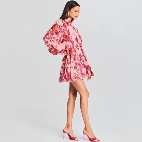 HEMANT & NANDITA Dali Pink Floral Mini Dress - Picture 2 of 5